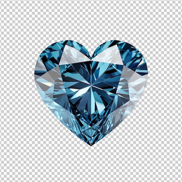 blue heart shape diamond isolated on transparent background