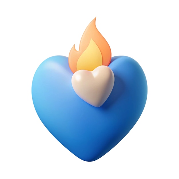 PSD a blue heart shaped candle that says quot the flame quot on it