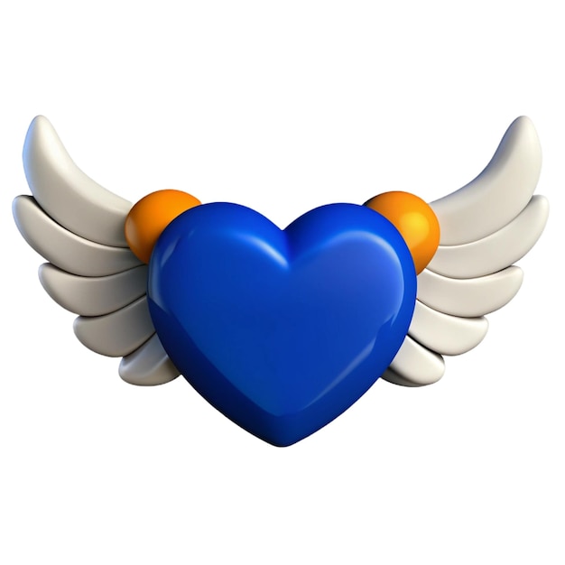 PSD a blue heart with wings that say wings and wings