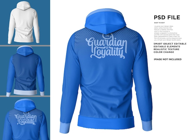 A blue hoodie that says'guardian loyalty'on it