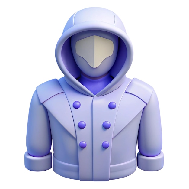 PSD a blue hoodie with purple buttons and a hood