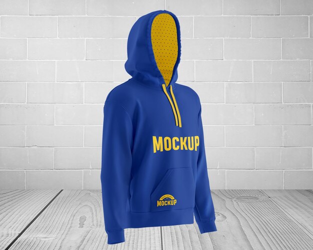 PSD a blue hoodie with the word head on it hoodie design mockup template