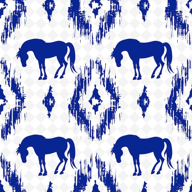 blue horses on a white background