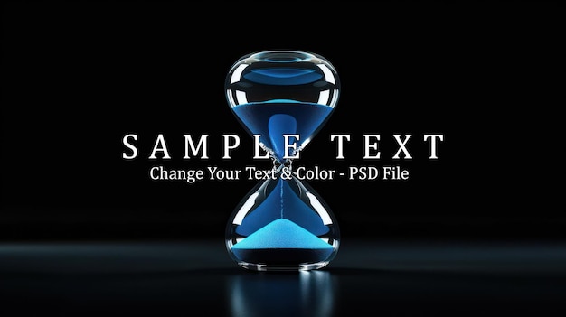 PSD blue hourglass on a black background