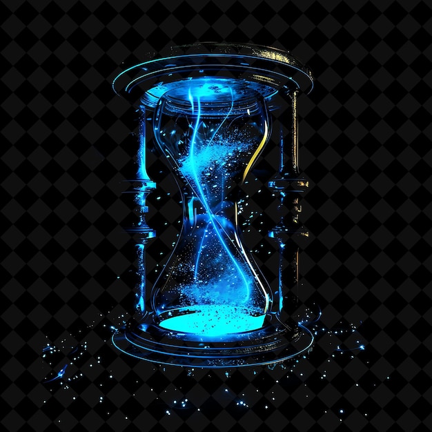 PSD a blue hourglass with a blue light inside of it