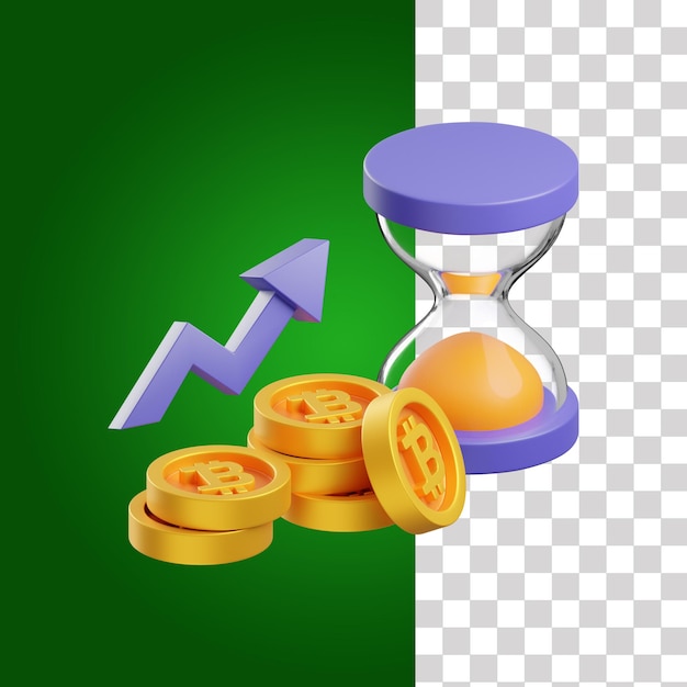 PSD a blue hourglass with a few coins and arrows beside it