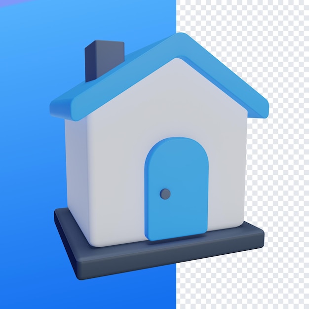 A blue house with a blue door is next to a blue wall.