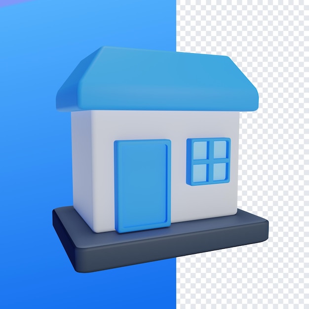 A blue house with a blue roof and a blue roof