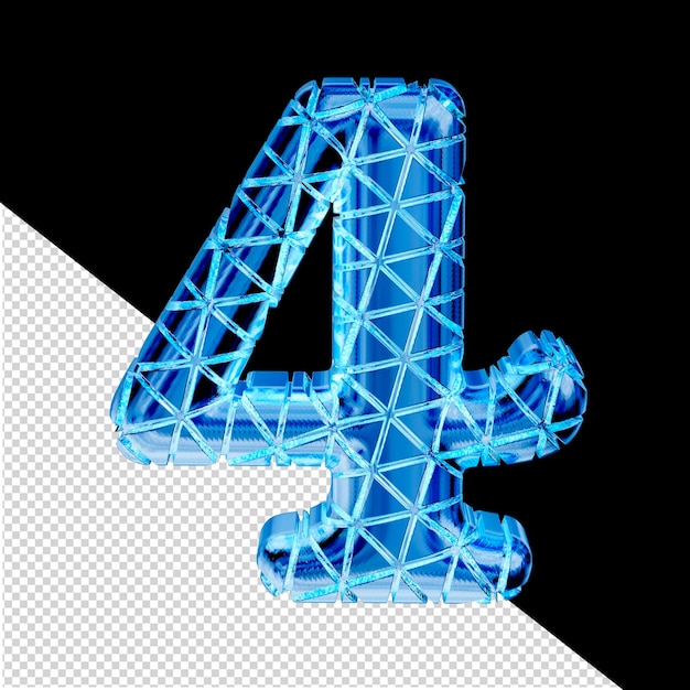 Blue ice 3d symbol with triangular sections number 4