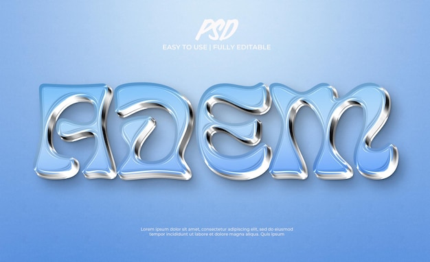 Blue ice 3d text effect