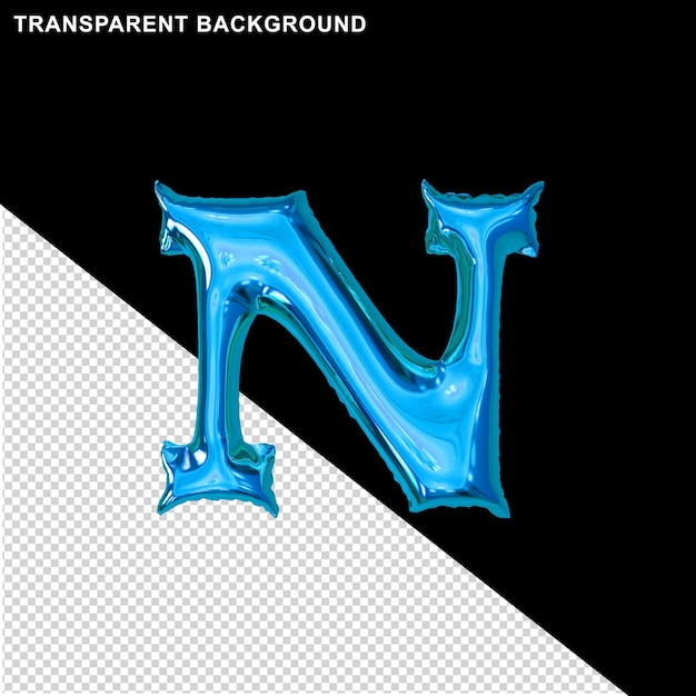 PSD blue inflatable letter n