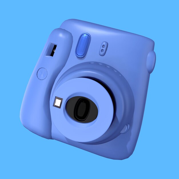 A blue instant camera