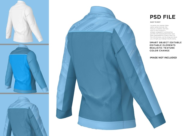 A blue jacket with the word psd on it