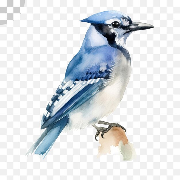 PSD blue jay drawing on a branch png - blue jay png download