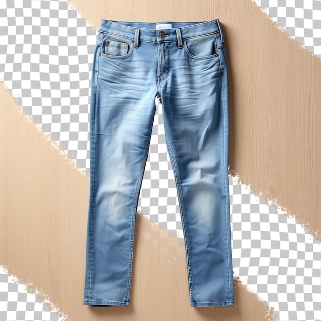 Blue jeans isolated on a transparent background with clipping path male denim clothing