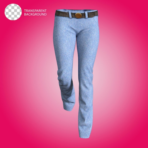 Blue Jeans with a Belt Female Fashion Cloth isolated 3d rendered illustration