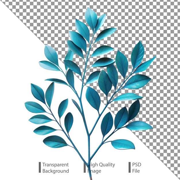 PSD blue leaf isolated on transparent background