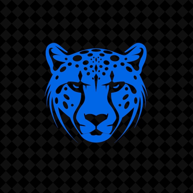 a blue leopard with a black background with a black background with a white leopard on it