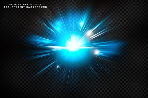 blue light lens optical flares on transparent background