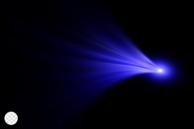 Blue light with a bright star on a black background