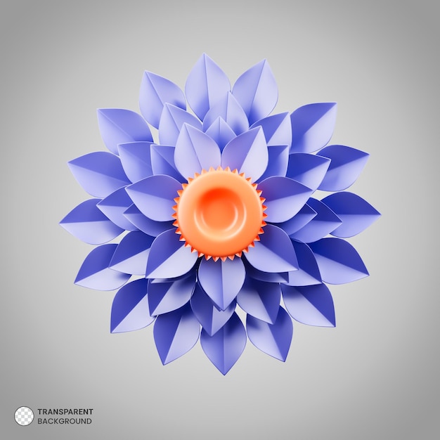 Blue Lotus flower icon 3d render illustration