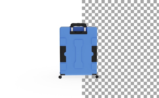 Blue Luggage back view without shadow 3d render