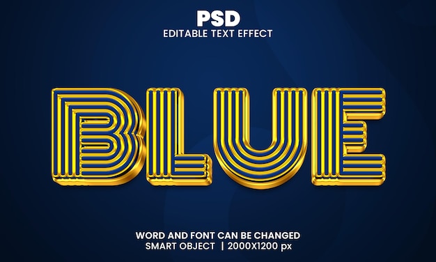 Blue luxury 3d editable photoshop text effect style with background