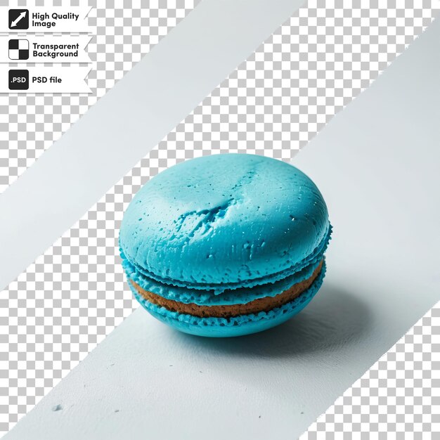 a blue macaron with a blue glob on it