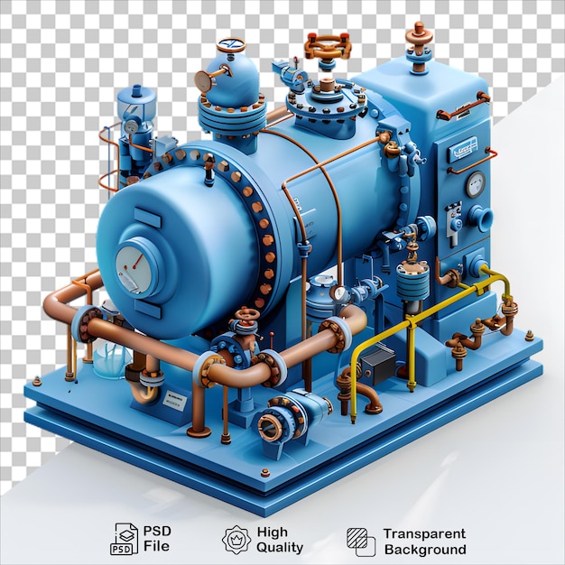 Blue Machine in 3D Cartoon Style on Transparent Background