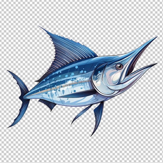 blue marlin fish illustration isolated on transparent background