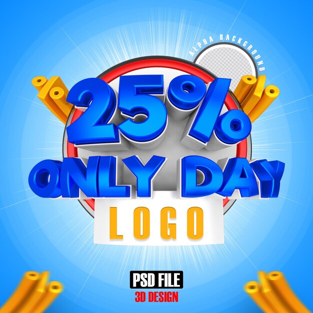 blue mega sale 25 only day 3d rendering design