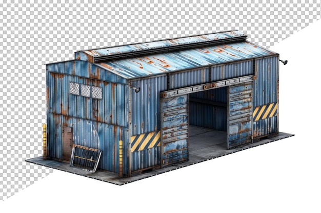 PSD a blue metal shed with a sign that says quot no parking quot