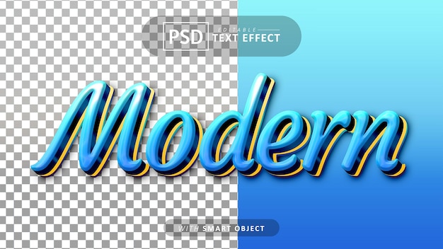 Blue modern 3d text effect editable