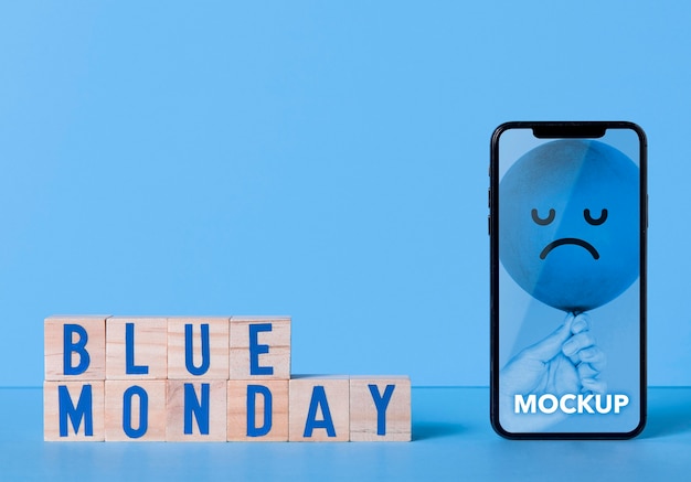 Blue monday concept with mock-up