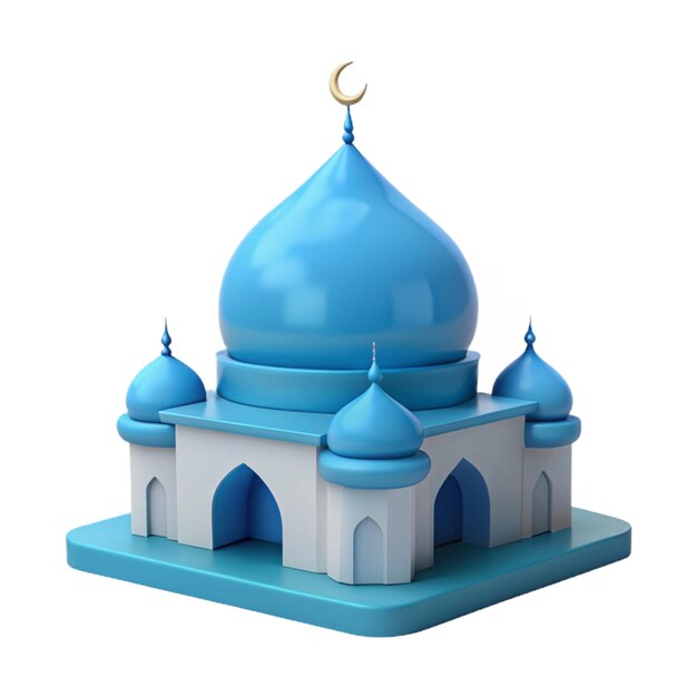 a blue mosque with a crescent moon on the top