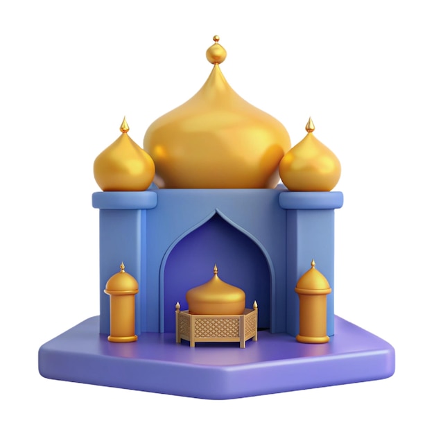 a blue mosque with a gold dome and a blue and gold dome