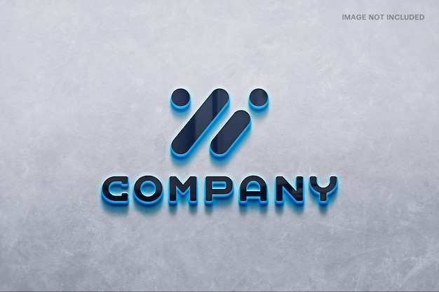 Blue neon outlines logo mockup