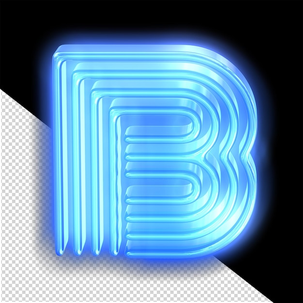 Blue neon symbol letter b