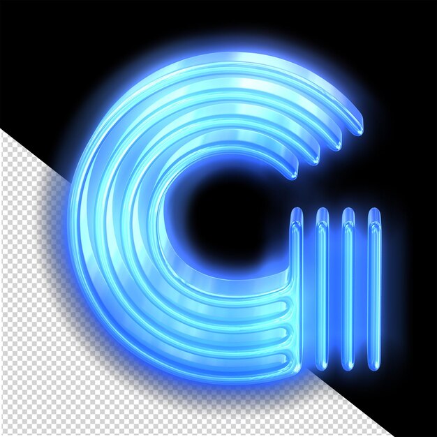 Blue neon symbol letter g