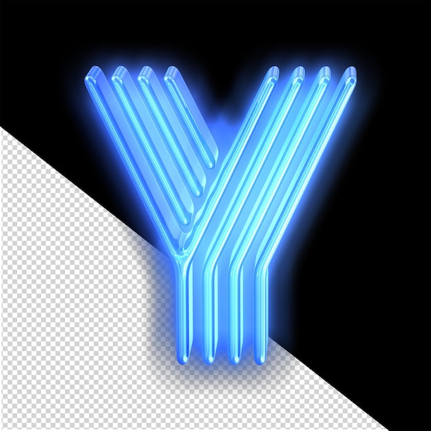 Blue neon symbol letter y