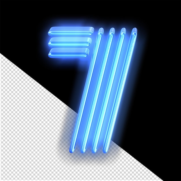 Blue neon symbol number 7