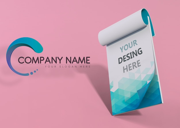 Blue notepad brand company business mock-up paper