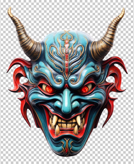 Blue Oni Mask Isolated on Transparent Background