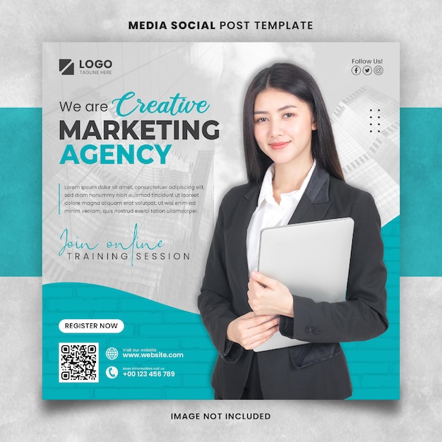 Blue Online Conference Digital Marketing Media Social Post Template