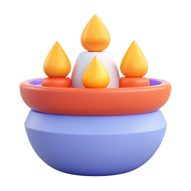 PSD a blue and orange bowl with candles on top of it