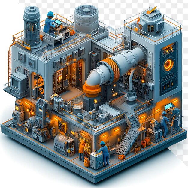 PSD a blue and orange model of a nuclear power plant