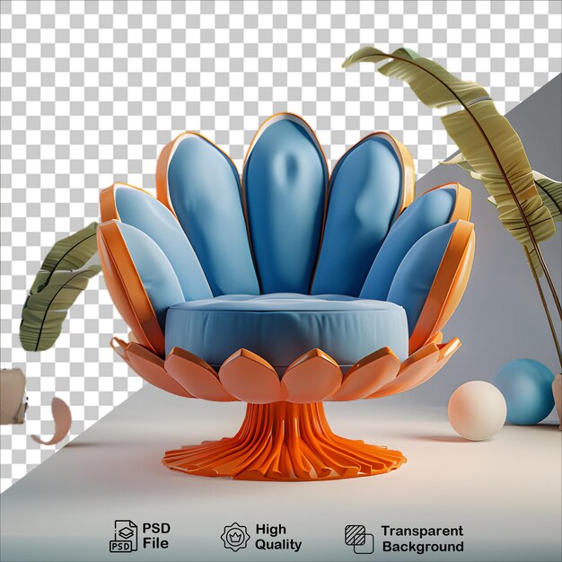 PSD blue and orange office chair on transparent background