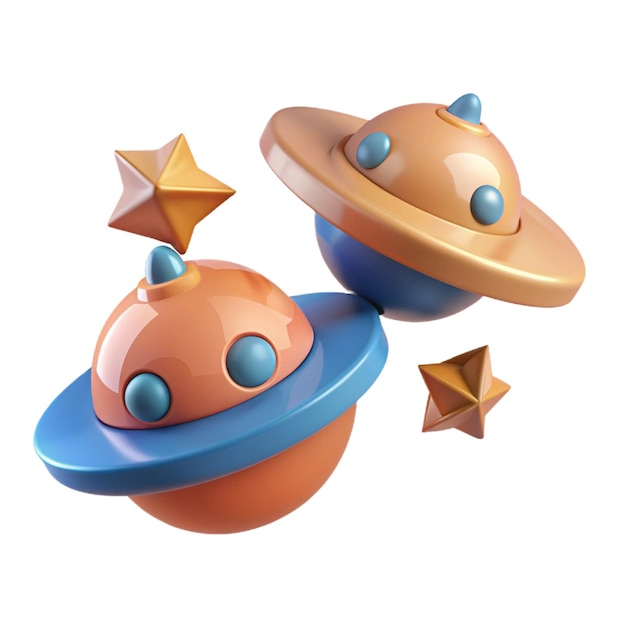 a blue and orange spaceship with a blue lid and a blue one that says space ship on it