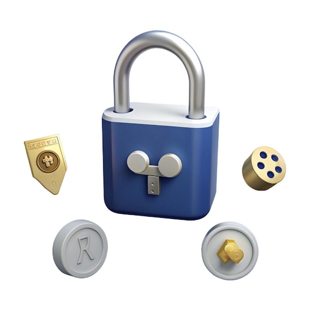 a blue padlock with a padlock and keys on it