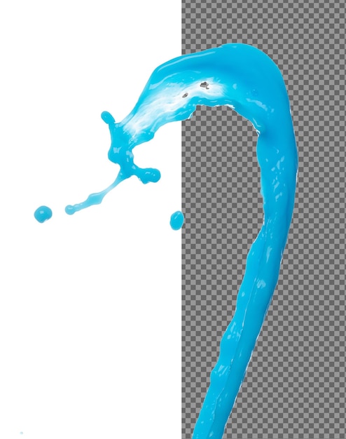 Blue paint water spill splash in shape form Blue liquid lotion moisturizer cosmetic pour float in mid air Blue cocktail drink explosion throw fluttering White background isolated high speed shutter